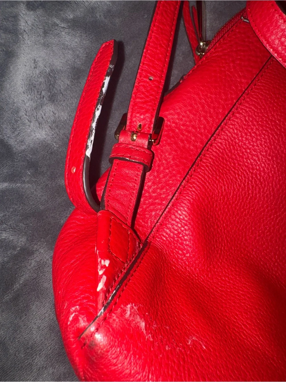 Michael Kors Vibrant Red Pebbled Leather Backpack with Gold Hardware